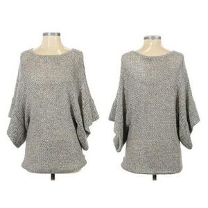 Theory Davini Zebra Alpaca Wool Marled Kimono Sleeve Sweater‎ Gray Gold Sz S